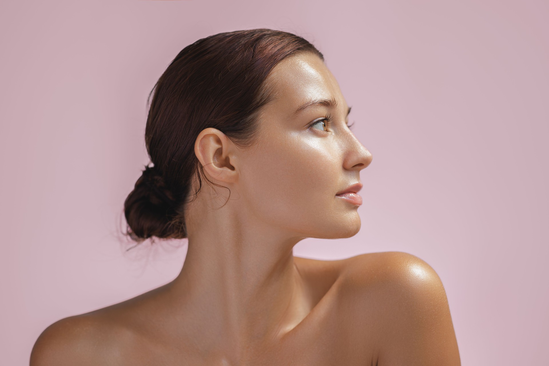 Skin Care and Beauty Profile Portrait, Woman with Clean Healthy Skin