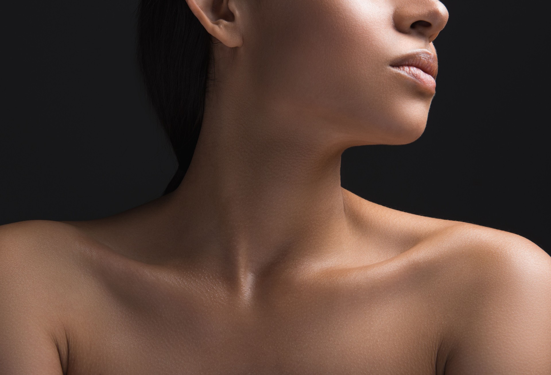 Female person having perfect skin covering